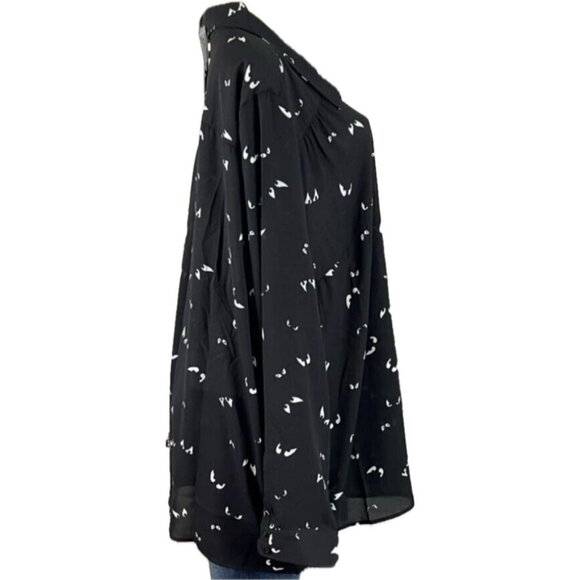 Disney +3 Button Collar Spooky Eyes Haunted Mansion Relaxed Long Sleeve Shirt - Picture 3 of 6